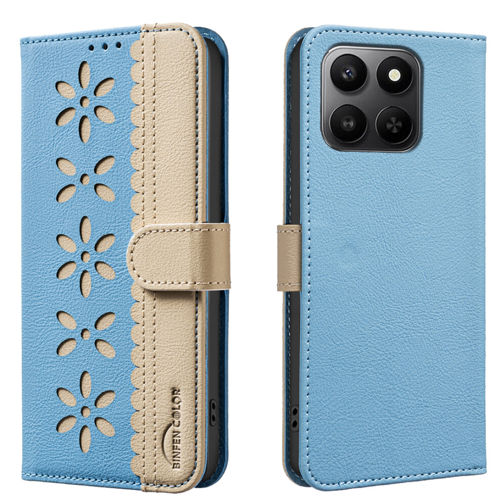 (Baby ) Binfen Color For Honor X7d 5G / Honor X7d 4G Leather Case Bf36 Floral Pattern Phone Cover Rfid Blocking Wallet Stand Blue 6914291049713