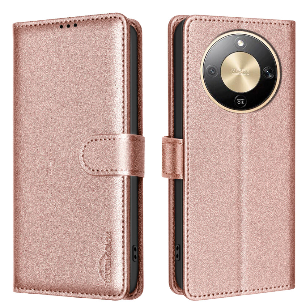 (Rose ) Binfen Color For Honor Magic8 Lite 5G / X9d 5G / X70 5G Leather Case Bf32 Wallet Rfid Blocking Phone Cover Gold 6914296381870