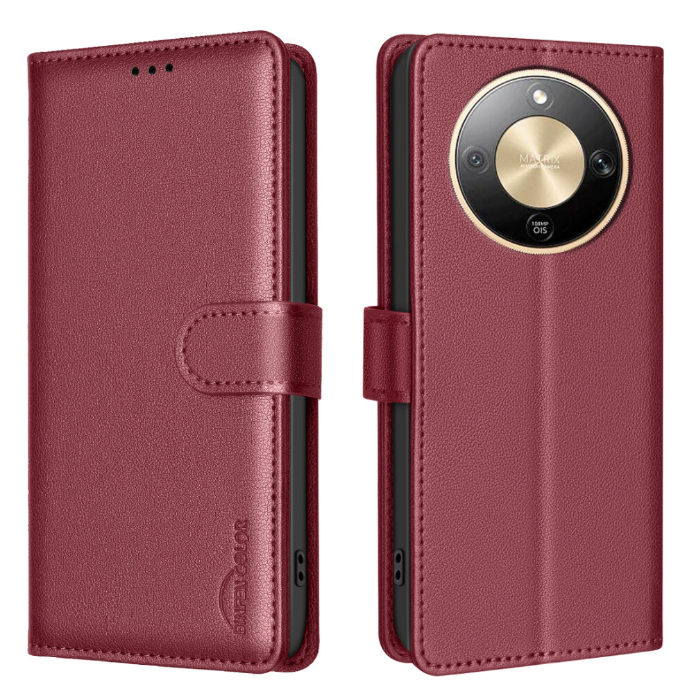 (Red) Binfen Color For Honor Magic8 Lite 5G / X9d 5G / X70 5G Leather Case Bf32 Wallet Rfid Blocking Phone Cover Red 6914295860116