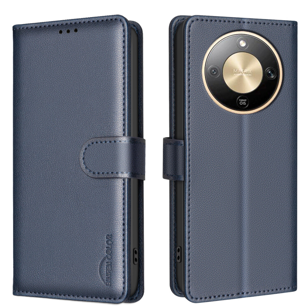 (Blue) Binfen Color For Honor Magic8 Lite 5G / X9d 5G / X70 5G Leather Case Bf32 Wallet Rfid Blocking Phone Cover Blue 6914291190668