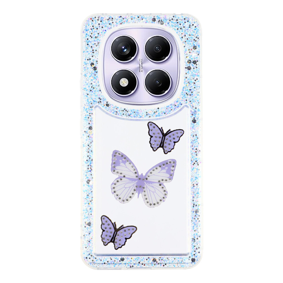 (Purple) For Xiaomi Redmi Note 14 Pro 4G Case Diy Butterfly Glitter Epoxy Soft Tpu Phone Back Cover Purple 6914295177184