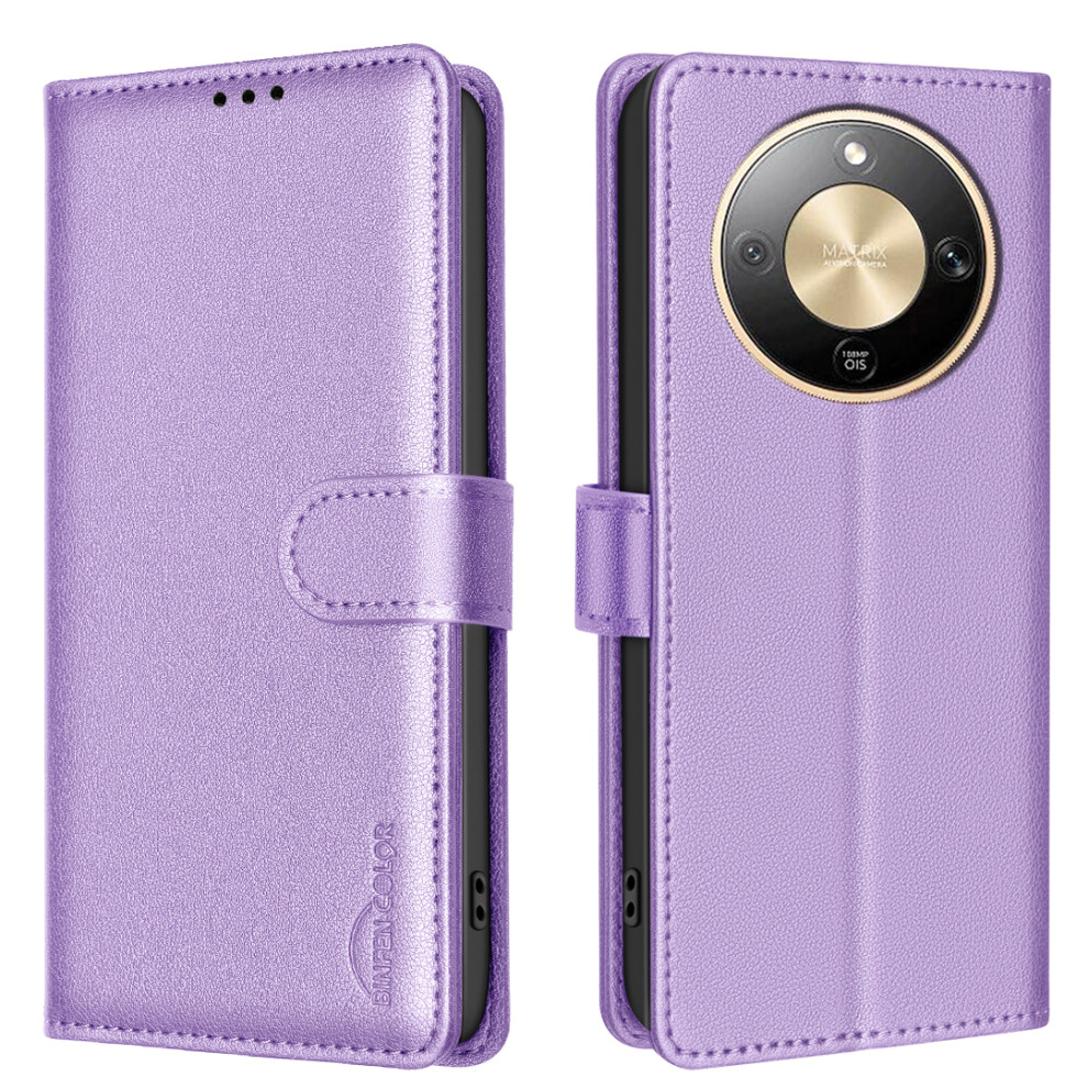 (Purple) Binfen Color For Honor Magic8 Lite 5G / X9d 5G / X70 5G Leather Case Bf32 Wallet Rfid Blocking Phone Cover Purple 6914293622396