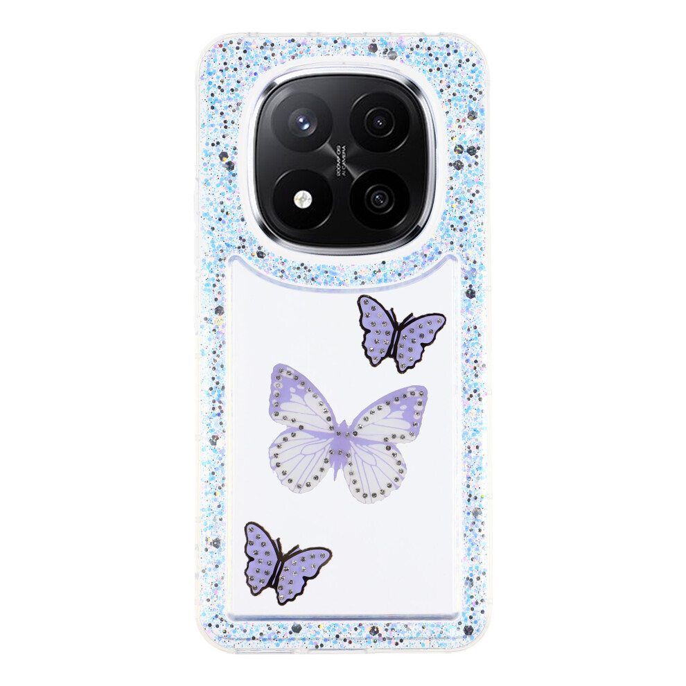 (Purple) For Xiaomi Redmi Note 14 Pro+ 5G Case Diy Butterfly Glitter Epoxy Soft Tpu Phone Back Cover Purple 6914290824236