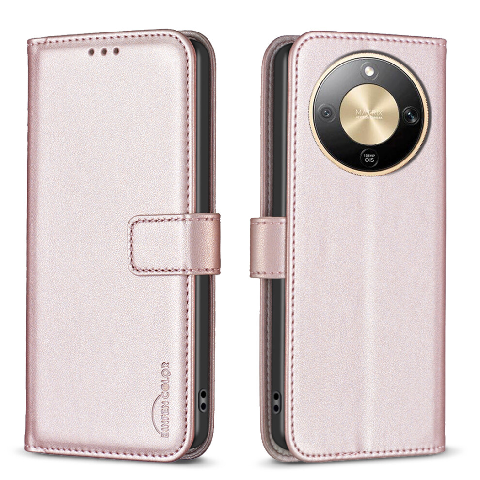 (Rose ) Binfen Color For Honor Magic8 Lite 5G / X9d 5G / X70 5G Phone Case Bf17 Wallet Folio Flip Leather Cover Gold 6914290808946
