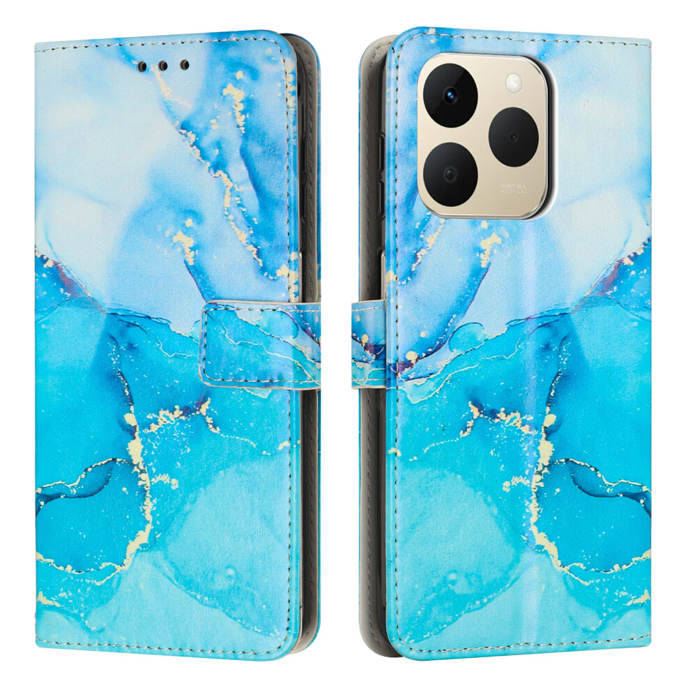 (Blue / Green) For Realme 15T 5G Stand Case Marble Pattern Pu Leather Wallet Phone Cover Blue,Green 6914299027973