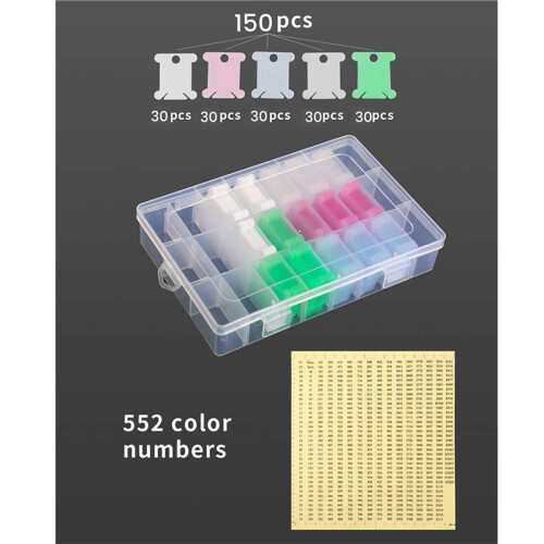 304Pcs  Stitch Accessories Including Embroidery Thread Bobbins  Stitch Organizer Box and Floss Number Sticker 2