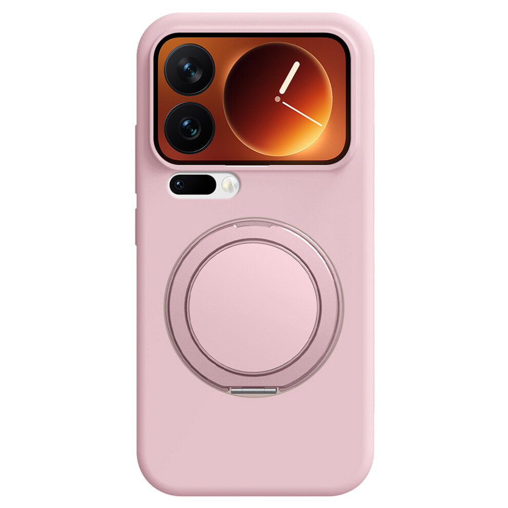 (Pink) For Xiaomi 17 Pro Magnetic Case Rotating Kickstand Liquid Silicone Pc Phone Cover Skin Touch Pink 6914290541676
