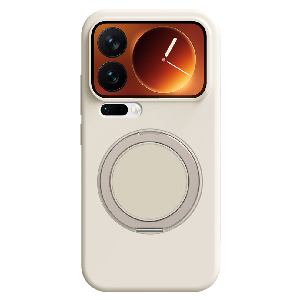 (Antique ) For Xiaomi 17 Pro Max Magnetic Case Rotating Kickstand Liquid Silicone Pc Phone Cover Skin Touch White 6914299499442