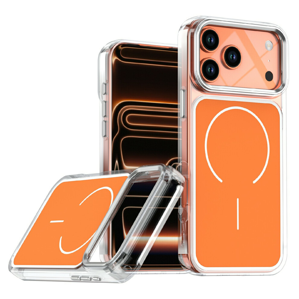 (Orange) For Iphone 17 Pro Max Case Compatible With Magsafe Electroplated Acrylic Tpu Phone Back Cover Orange 6914296575330