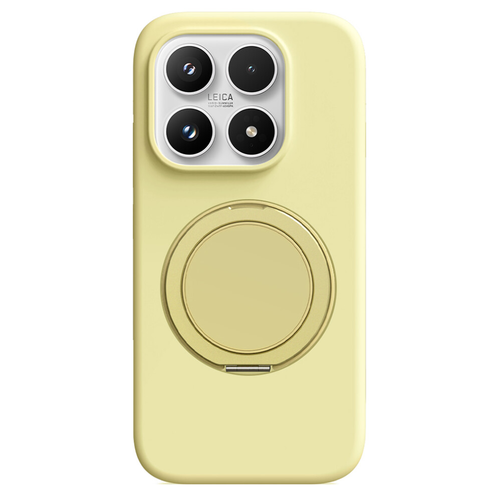(Light ) For Xiaomi 17 Magnetic Case Rotating Kickstand Liquid Silicone Pc Phone Cover Skin Touch Yellow 6914295258715