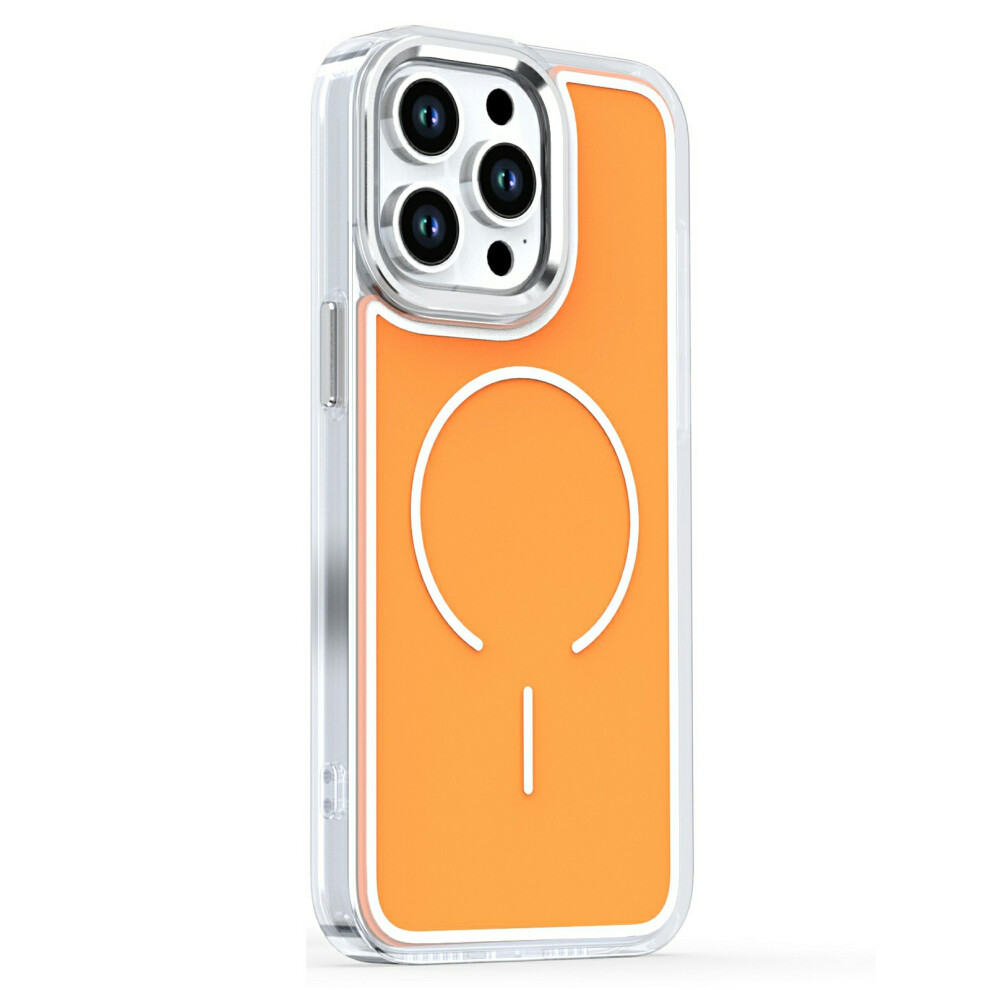 (Orange) For Iphone 15 Pro Max Case Compatible With Magsafe Electroplated Acrylic Tpu Phone Back Cover Orange 6914290089758
