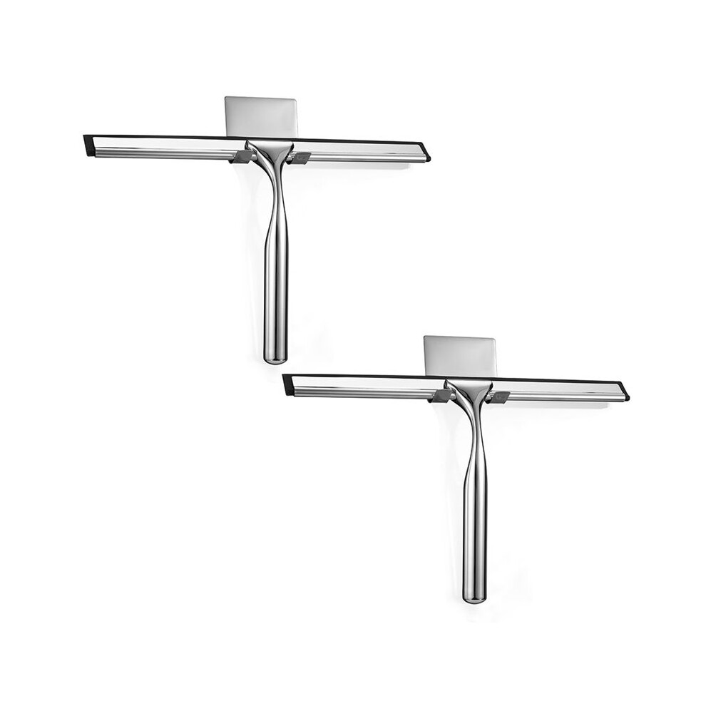 2-Pack Multi-Purpose Shower Scrapers Squeegees With Adhesive Hook Stainless Steel Wiper Window Cleaner With Hook 4713314072958