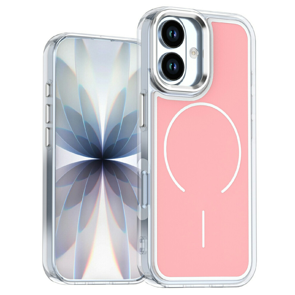 (Pink) For Iphone 17 Case Compatible With Magsafe Electroplated Acrylic Tpu Phone Back Cover Pink 6914293563897