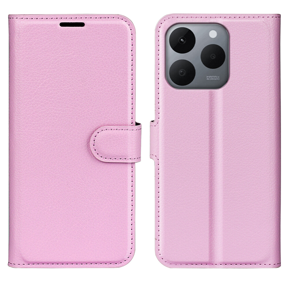 (Pink) For Realme 15T 5G Case Litchi Texture Shockproof Leather Wallet Phone Cover Pink 6914290067732