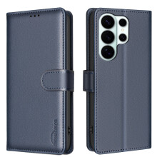 (Blue) BINFEN COLOR For Samsung Galaxy S26 Ultra Leather Case BF32 Wallet RFID Blocking Phone Cover