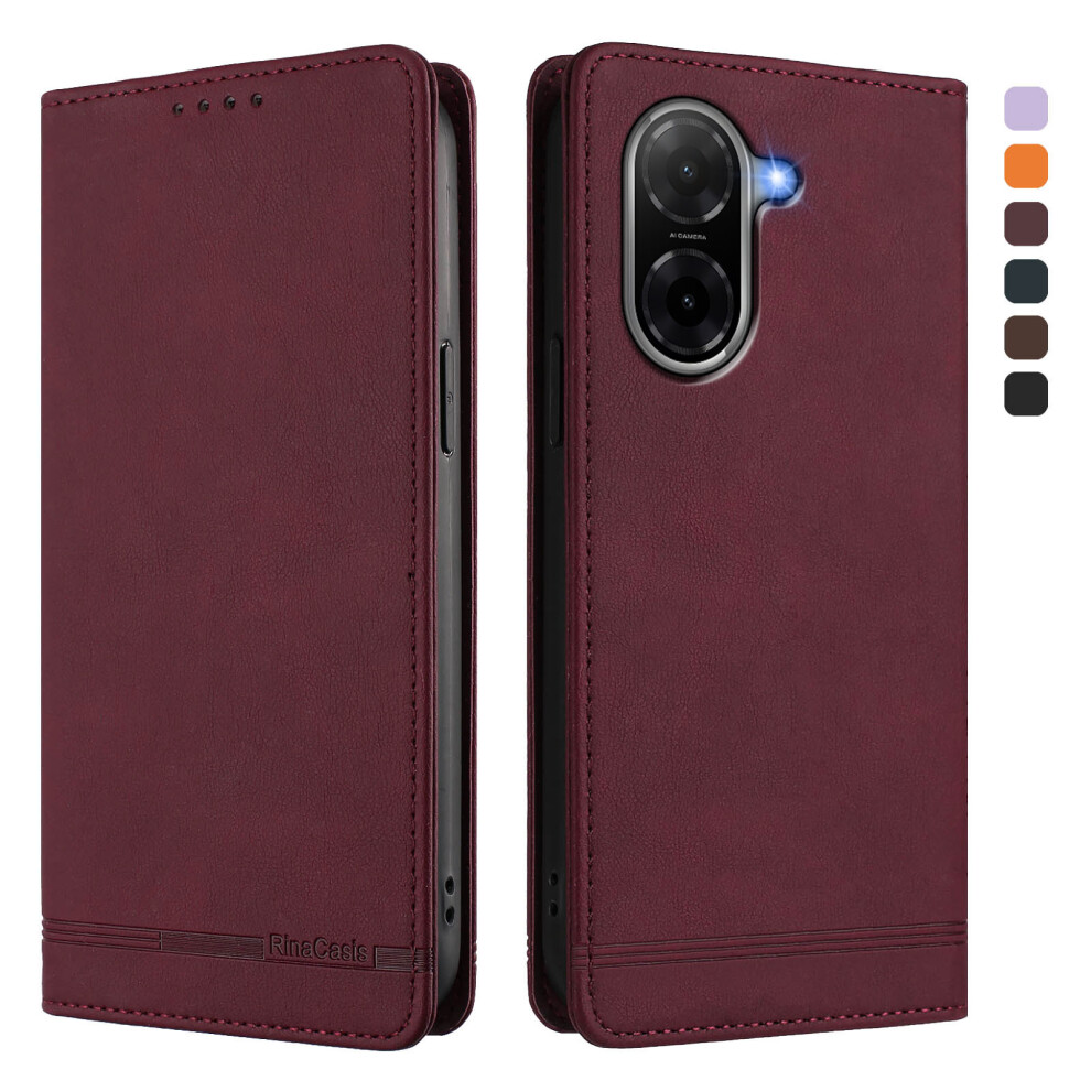 (Wine ) For Xiaomi Mi A5 Nfc (Eu) (173.45Mm) Case Rinacasis Rc23 Rfid Blocking Wallet Stand Pu Leather Phone Cover Red 6914294926868