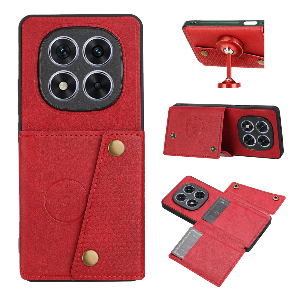 (Red) For Xiaomi Poco M8 5G / Mi Note 15 5G (Global) / 15 4G (Global) Case With Card Slots Kickstand Leather + Tpu Phone Co Red 6914299471639