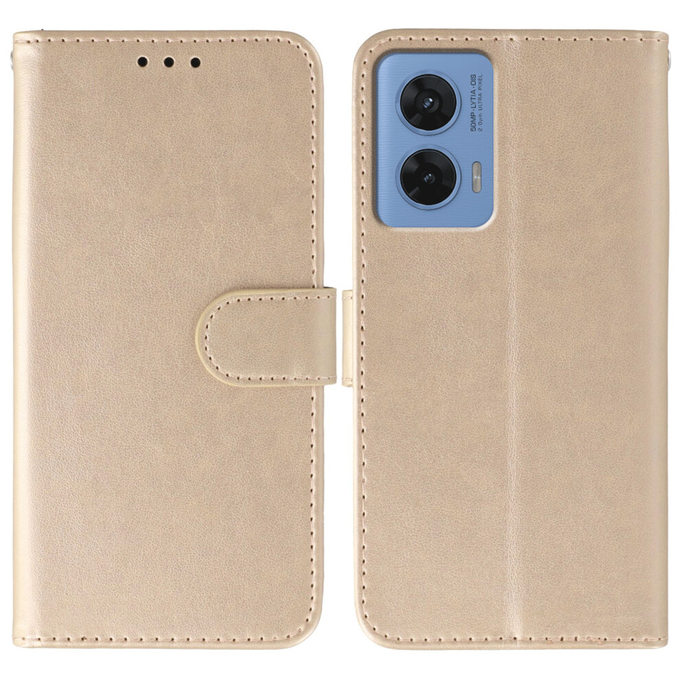 (Rose ) For Motorola G96 5G Case Pu Leather Flip Wallet Phone Cover With Strap Gold 6914299996132