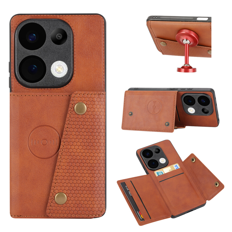 (Brown) Phone Case For Xiaomi Redmi 15C 5G (Eu) (173Mm) / 4G (Eu) (173Mm) / Poco C85 4G (173Mm) Kickstand Leather + Tpu Cove Brown 6914290688074