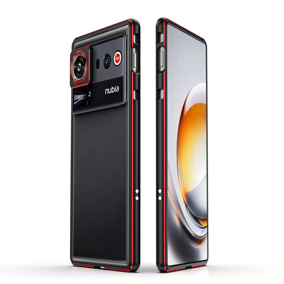 (Black / Red) For Zte Nubia Z80 Ultra 5G Bumper Case Metal Frame Phone Cover With Camera Lens Guard Black,Red 6914294869837