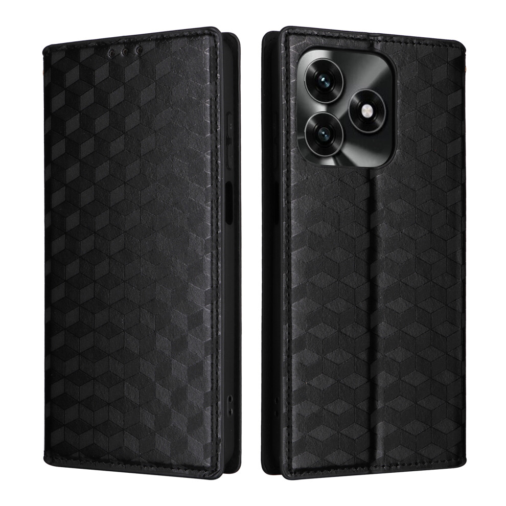 (Black) Leather Case For Honor X5c 4G / X5c Plus 4G / Play10a 4G Wallet Rhombus Imprinted Phone Cover Black 6914295191807