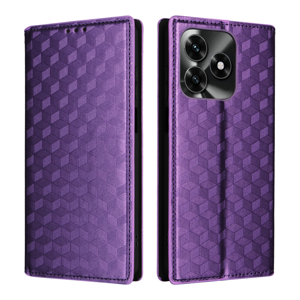 (Purple) Leather Case For Honor X5c 4G / X5c Plus 4G / Play10a 4G Wallet Rhombus Imprinted Phone Cover Purple 6914298043226
