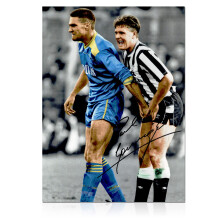 Paul Gascoigne Signed Newcastle United Football Photo: With Vinnie Jones