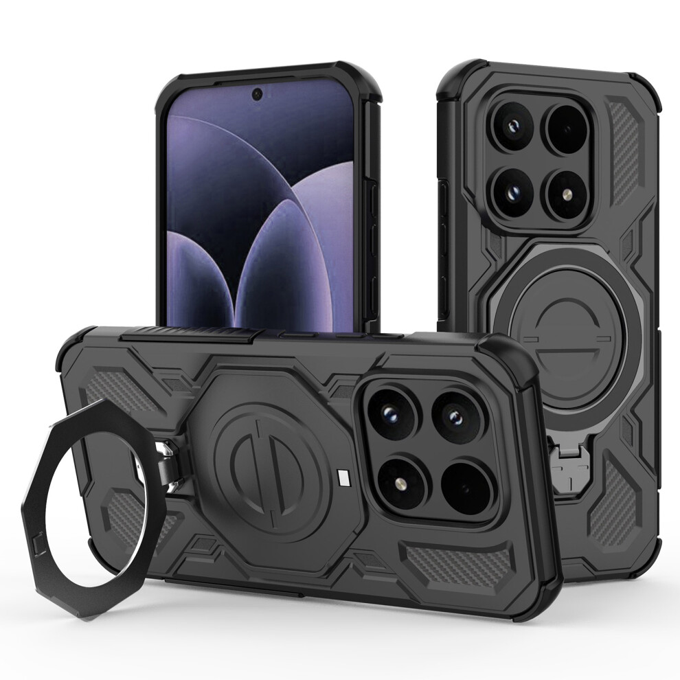 (Black) For Xiaomi 17 Magnetic Case Rotating Metal Kickstand Shockproof Pc + Tpu Phone Back Cover Black 6914290576913