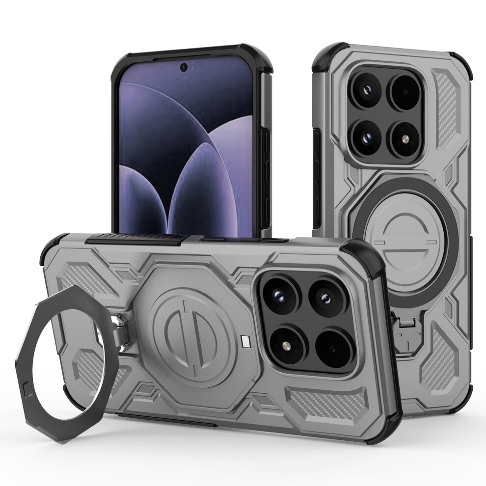 (Grey) For Xiaomi 17 Magnetic Case Rotating Metal Kickstand Shockproof Pc + Tpu Phone Back Cover Grey 6914293681355