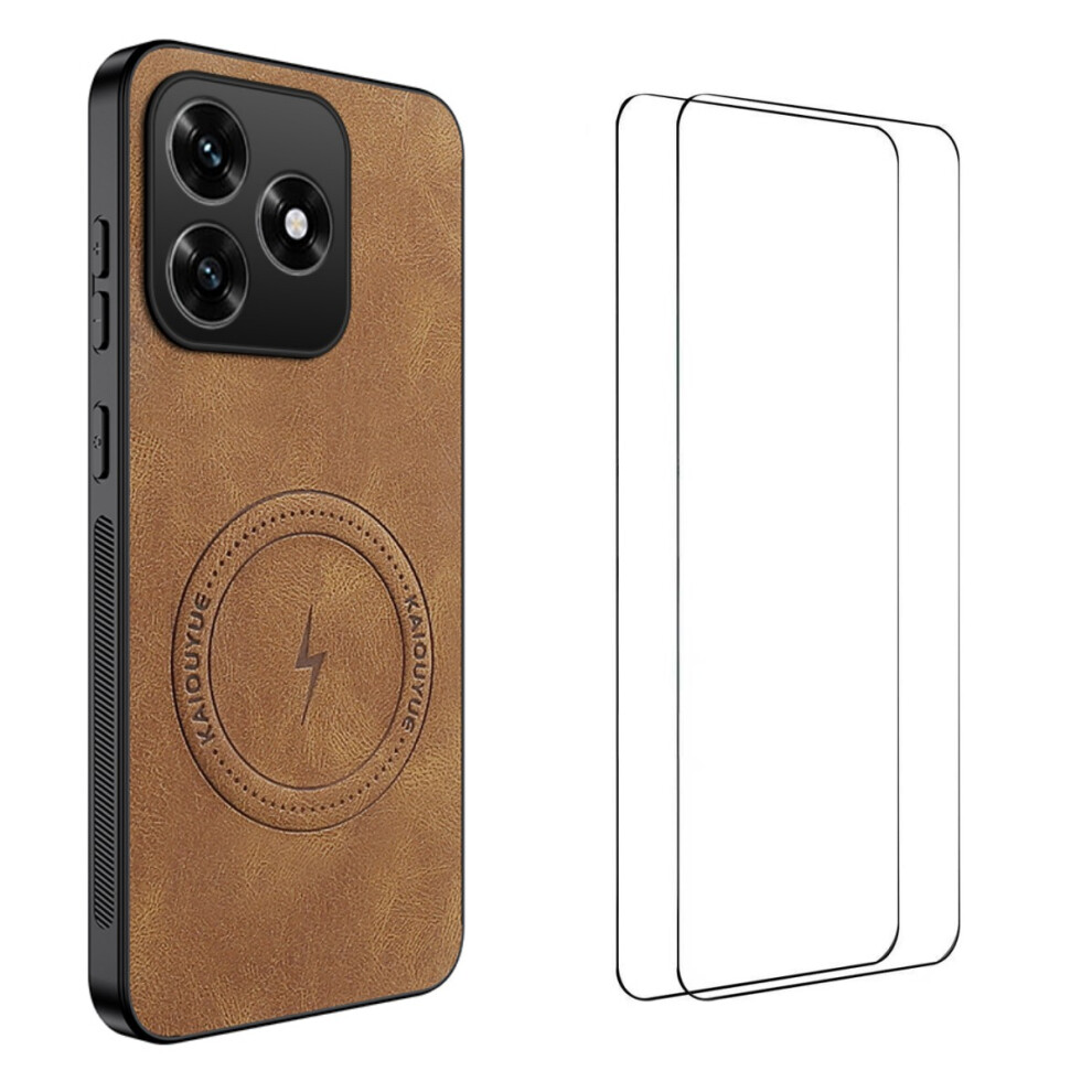 (Brown) Wanlonfeng For Honor X5c Plus 4G / Honor X5c 4G Magnetic Case Sd Series Pc Tpu Phone Cover With 2Pcs Screen Film Brown 6914293035165