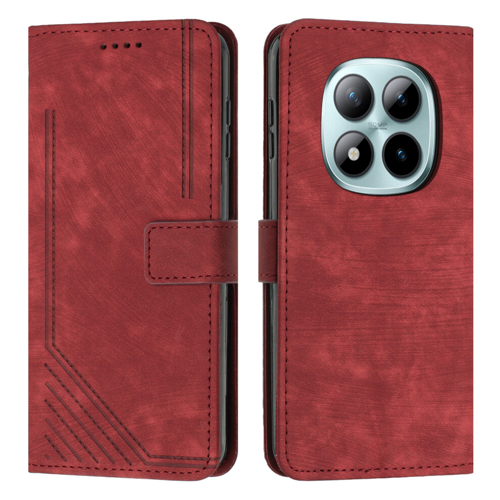 (Red) For Xiaomi Poco M8 Pro 5G / Mi Note 15 Pro+ 5G (Global) Stand Case Imprinted Lines Leather Phone Cover Red 6914292609107