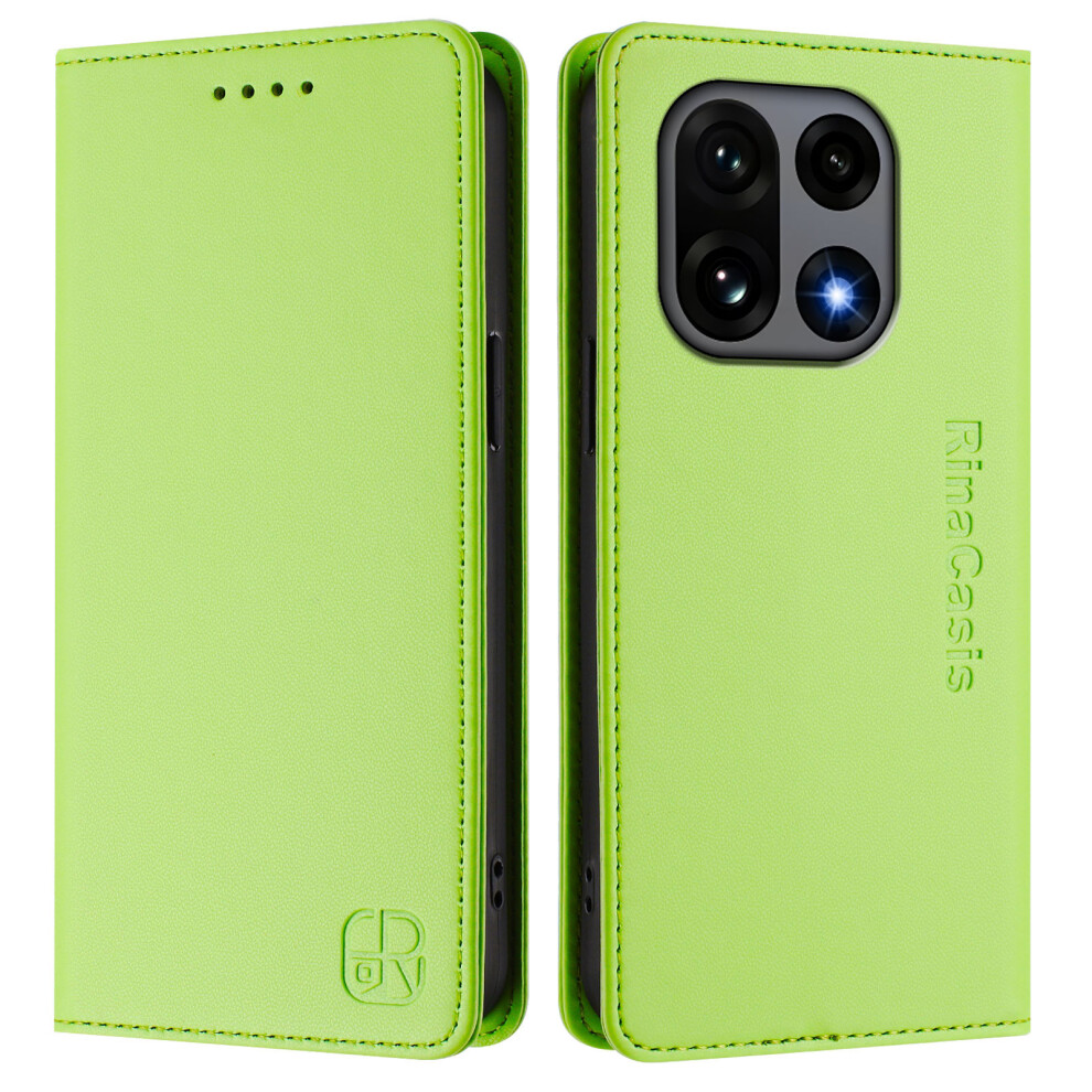 (Green) For Oneplus 15 5G Leather Case Rinacasis Rc01 Phone Cover With Rfid Blocking Wallet Stand Green 6914296984422