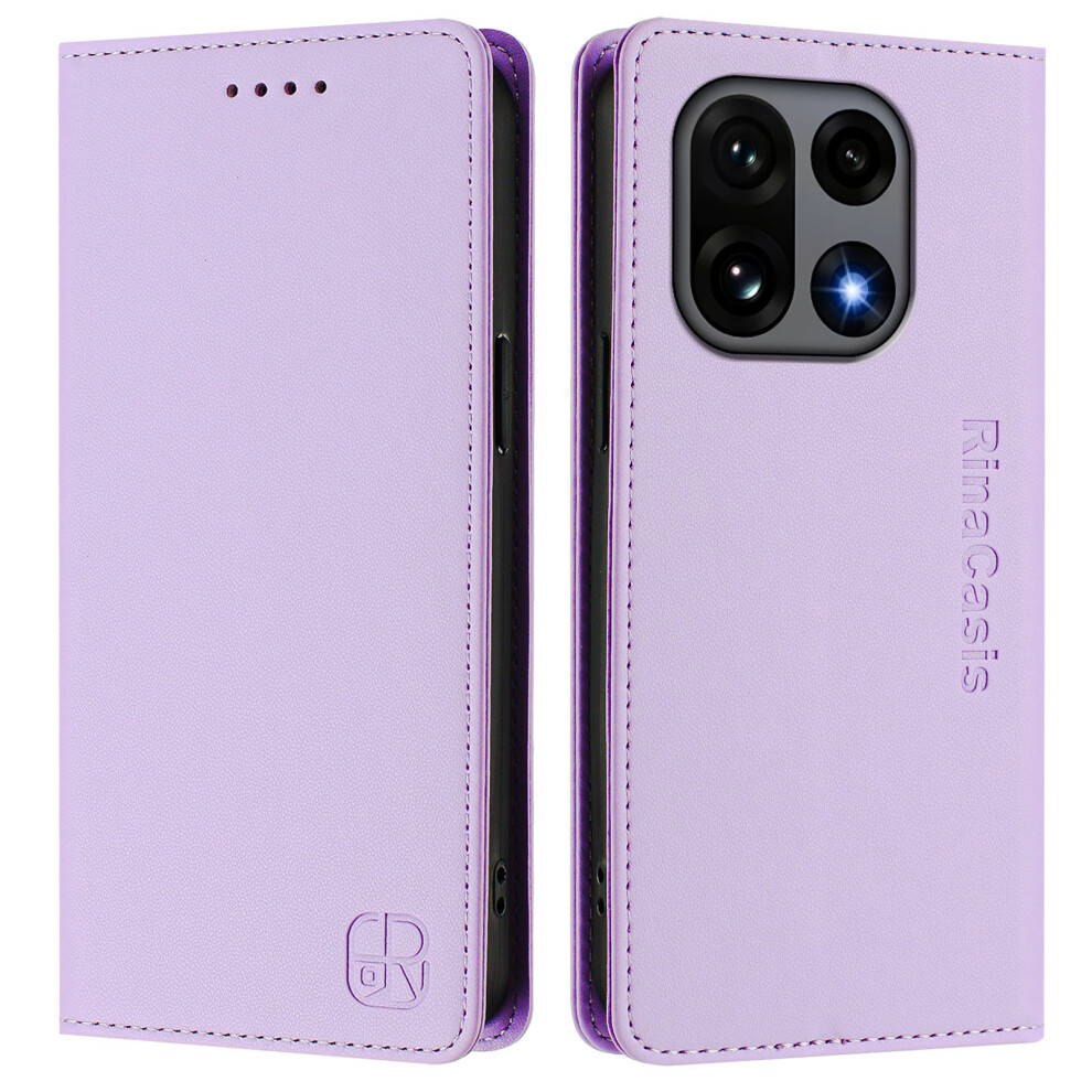 (Light ) For Oneplus 15 5G Leather Case Rinacasis Rc01 Phone Cover With Rfid Blocking Wallet Stand Purple 6914295738521