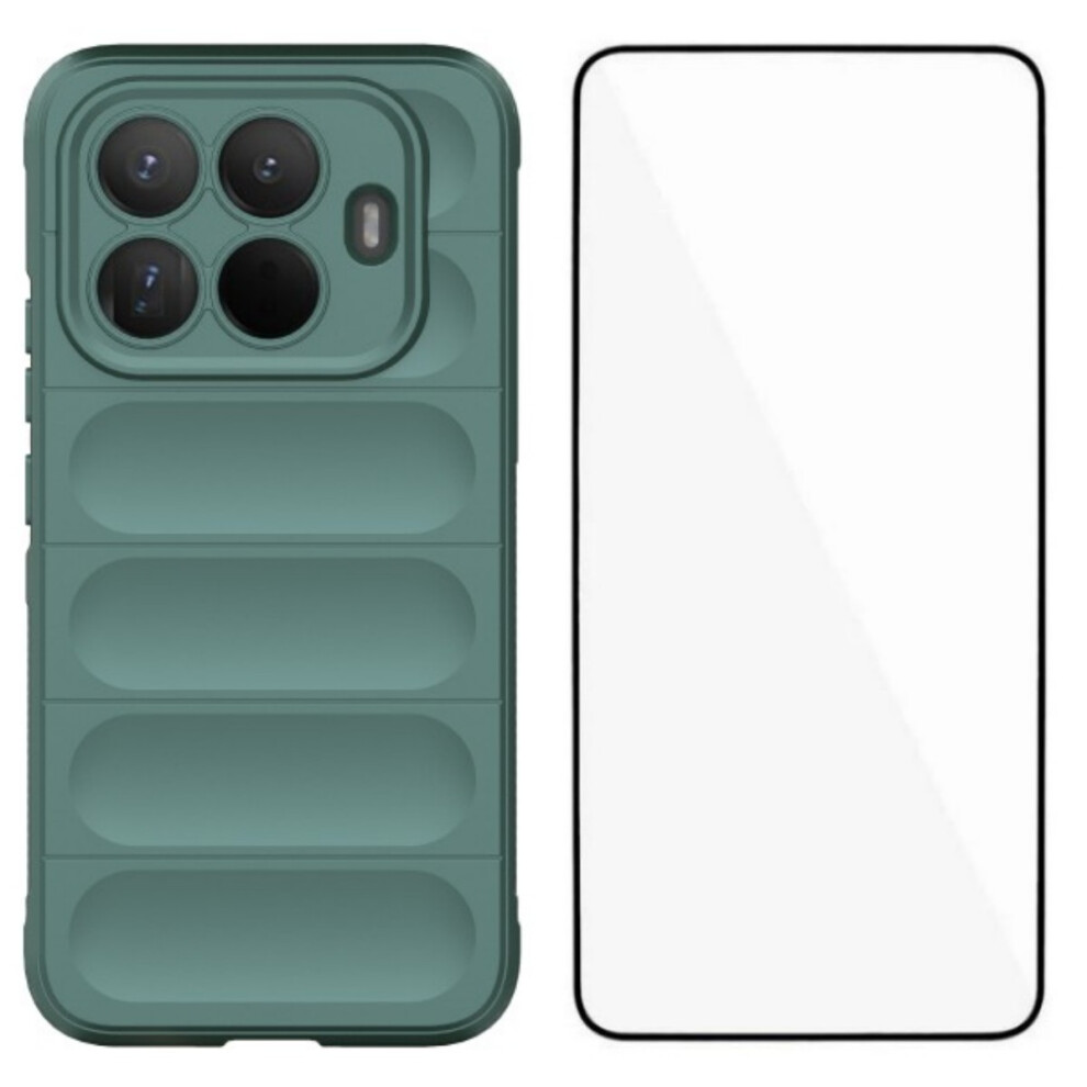 (Army ) Wanlonfeng For Xiaomi 15T Pro Tpu Case Hd Series Anti Slip Phone Cover With Tempered Glass Green 6914293331908