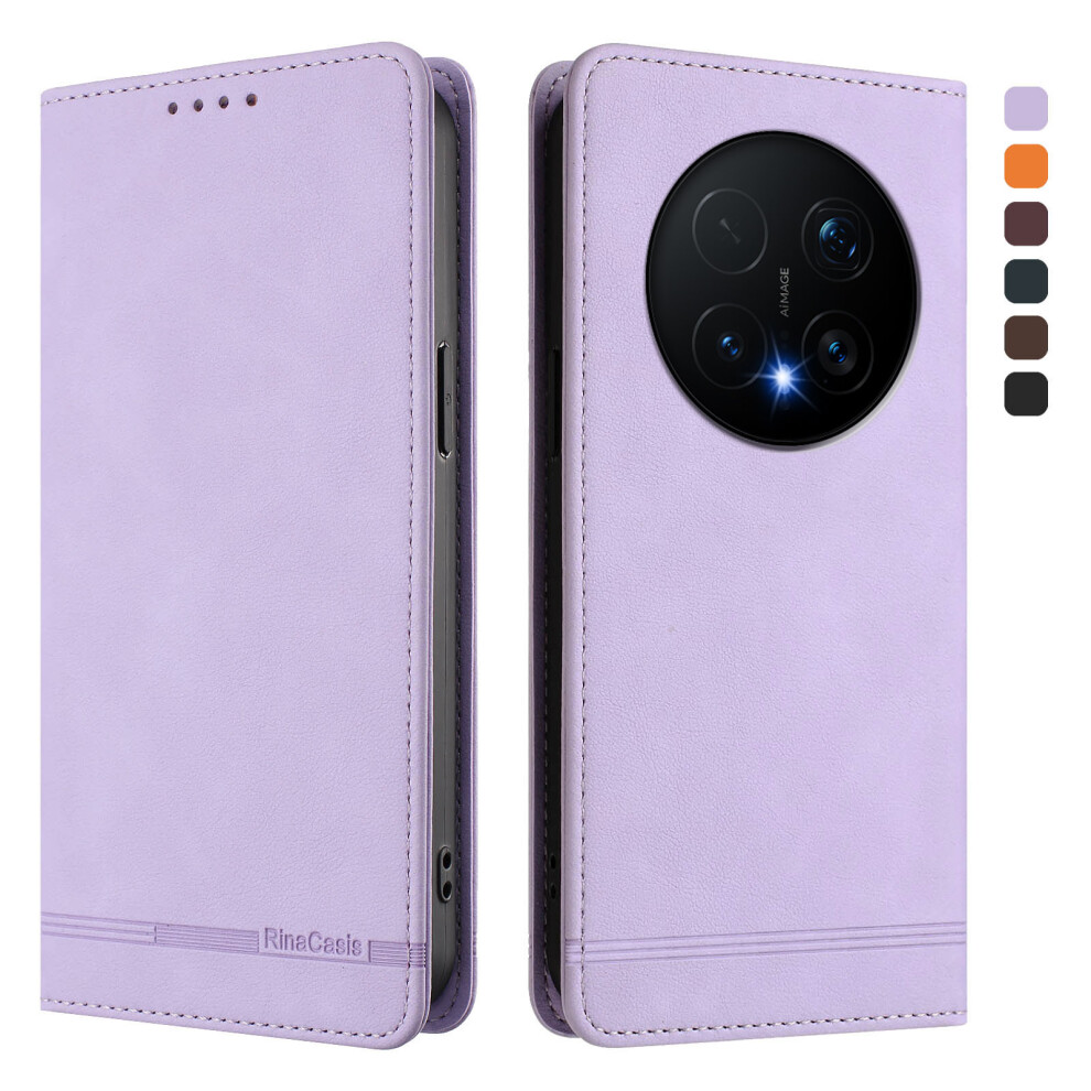(Light ) For Honor Magic8 Pro 5G Case Rinacasis Rc23 Rfid Blocking Wallet Stand Pu Leather Phone Cover Purple 6914295588980