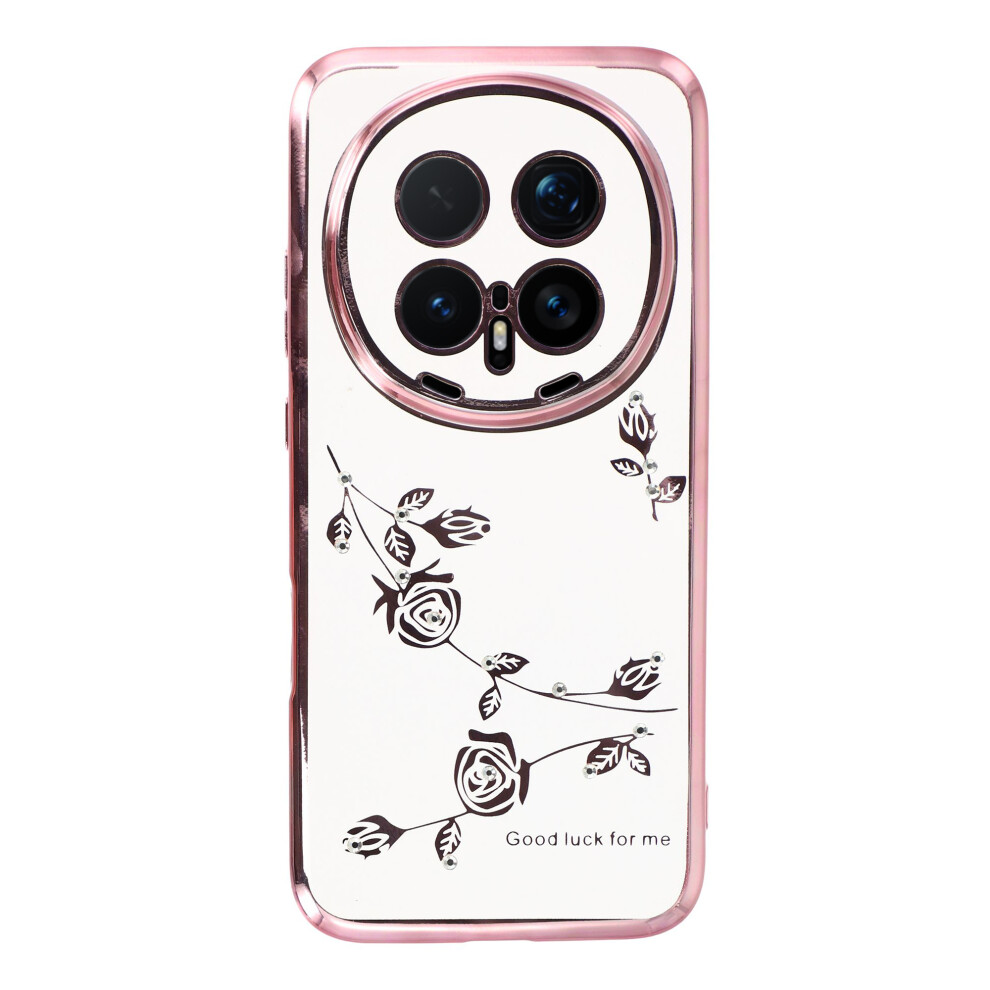 (Rose ) Kadem For Honor Magic8 Pro 5G Case Flower Rhinestone Decor Tpu Phone Cover Gold 6914299928997