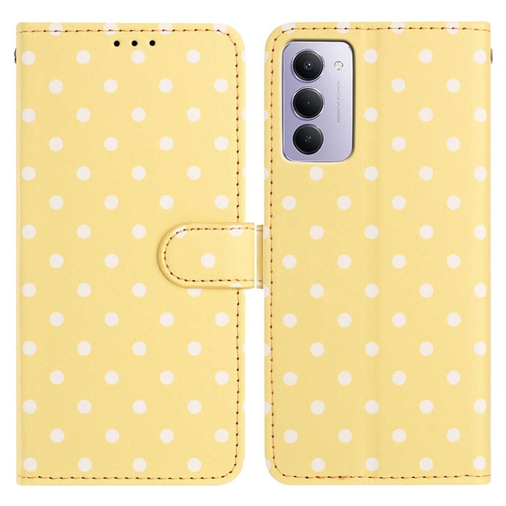 (Yellow) For Xiaomi Redmi 15 5G (Global) (169Mm) Leather Case Polka Dot Pattern Wallet Stand Folio Phone Cover Yellow 6914296275124