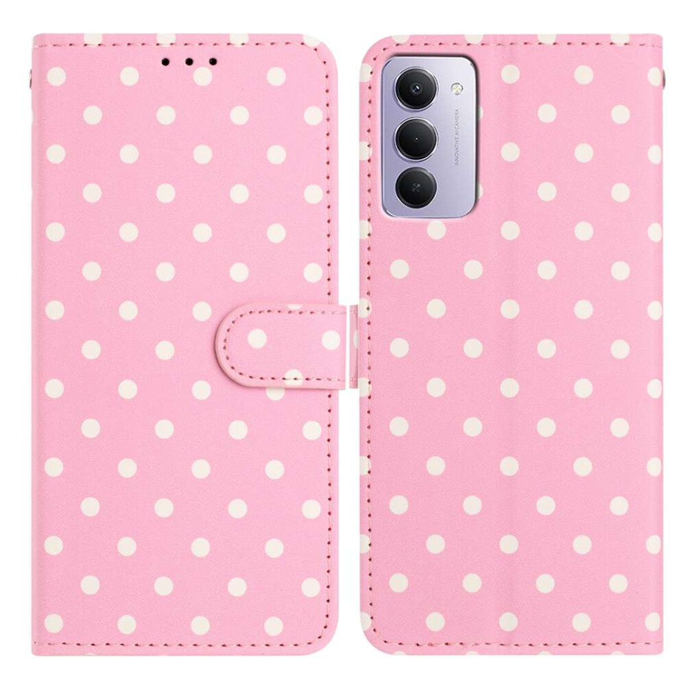(Pink) For Xiaomi Redmi 15 5G (Global) (169Mm) Leather Case Polka Dot Pattern Wallet Stand Folio Phone Cover Pink 6914293011879