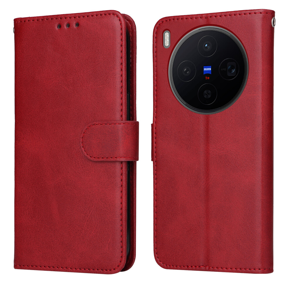 (Red) For Vivo X300 5G Case Wallet Pu Leather Folio Flip Phone Cover Red 6914295124058