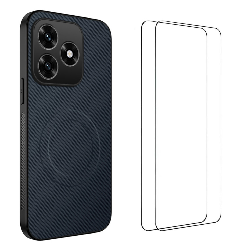 (Grey) Wanlonfeng For Honor X5c 4G / Honor X5c Plus 4G Magnetic Case Tq1 Series Carbon Fiber Texture Pc Tpu Phone Cover With 2 Grey 6914293877697