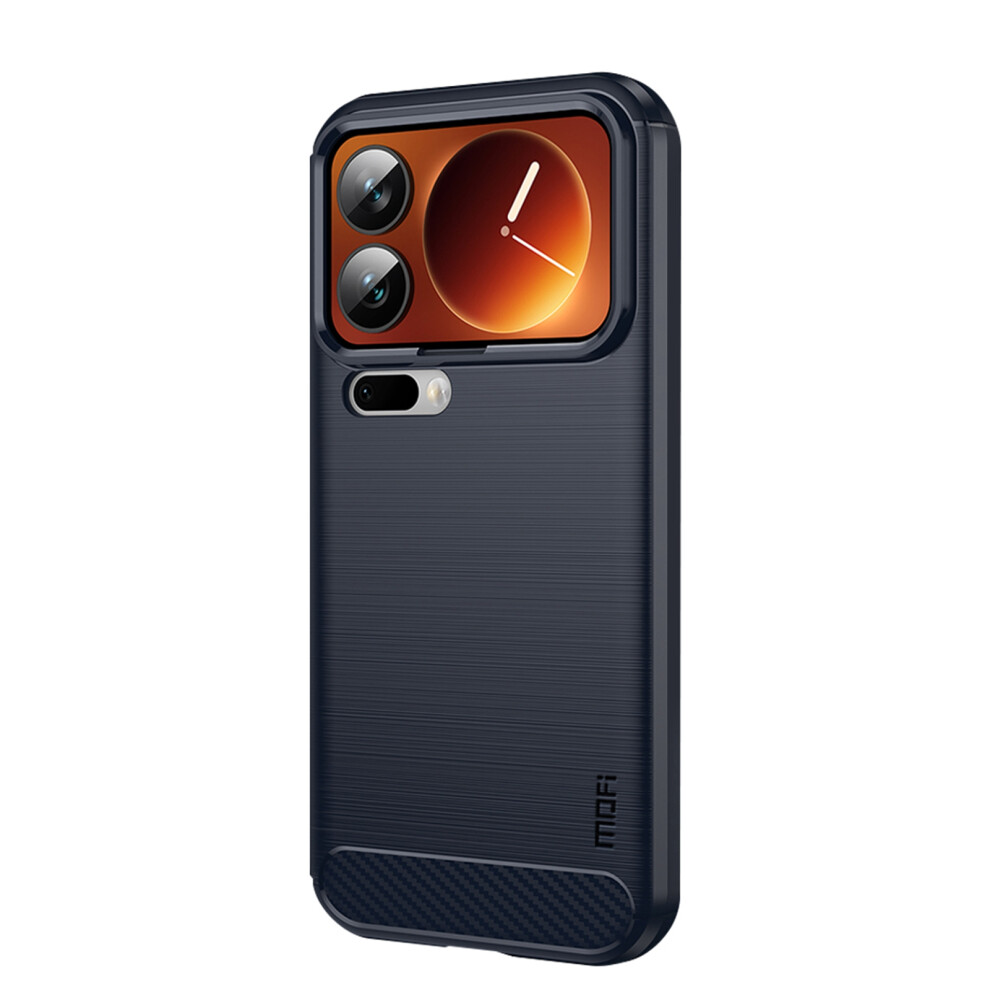 (Blue) Mofi For Xiaomi 17 Pro Back Cover Brushed Texture Carbon Fiber Soft Tpu Case Blue 6914293276506