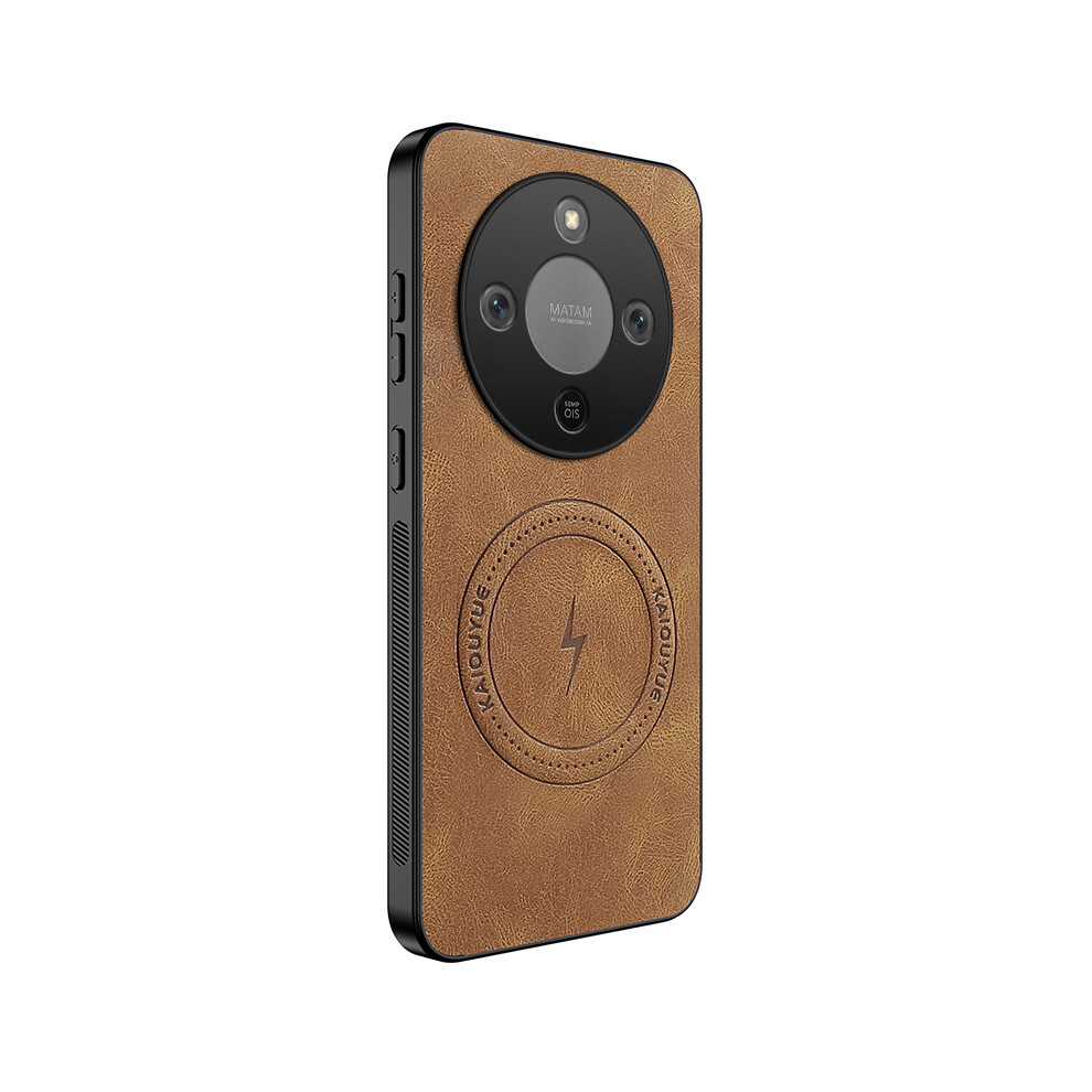 (Brown) Wanlonfeng For Honor Magic8 Lite 5G / X9d 5G / X70 5G Magnetic Case Sd1 Series Nappa Texture Pc Tpu Phone Cover Brown 6914291024666