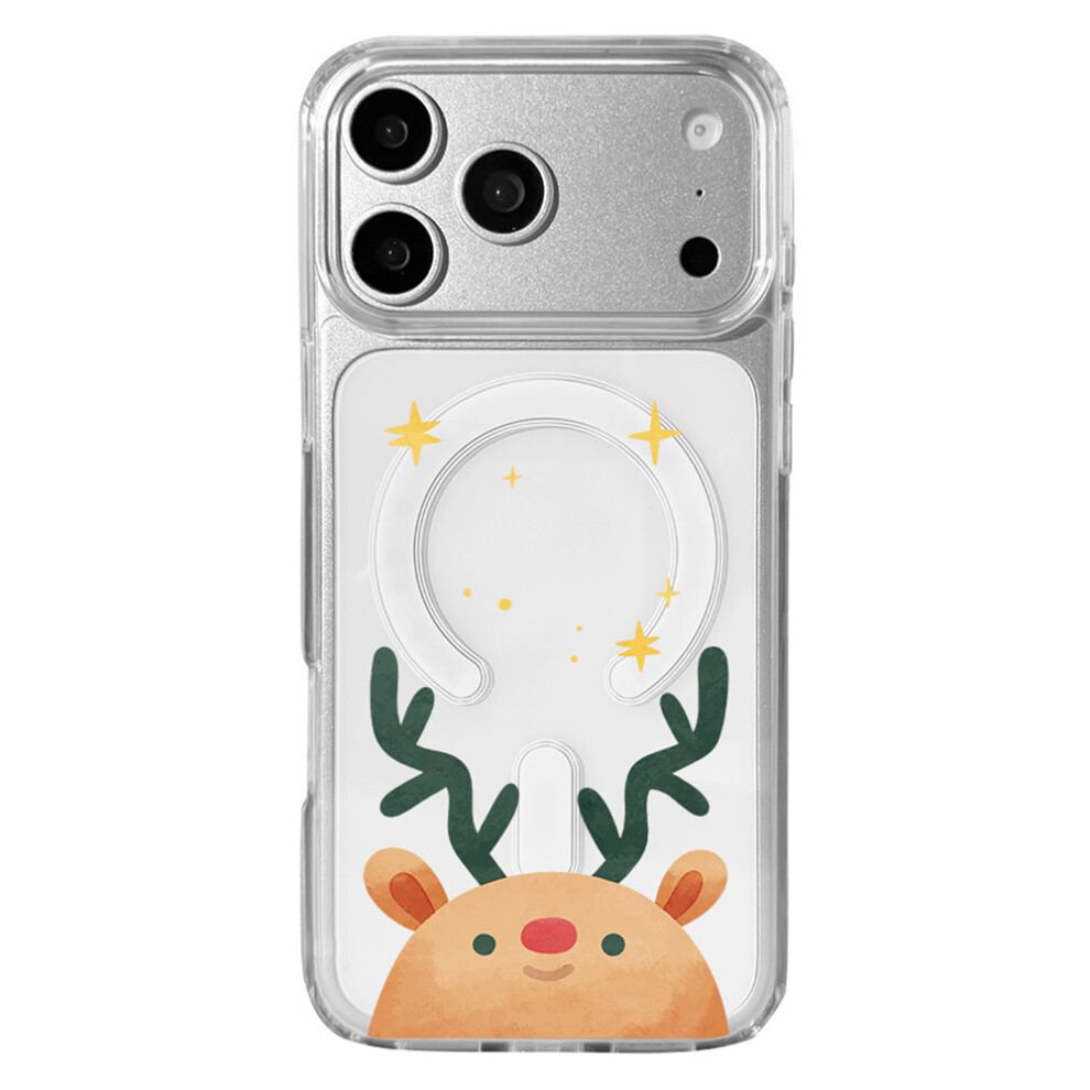 (Deer Head) Eycase Christmas Series For Iphone 17 Pro Max Case Clear Edge Pattern Print Tpu + Acrylic Cover Compatible With Magsafe 6914291549343