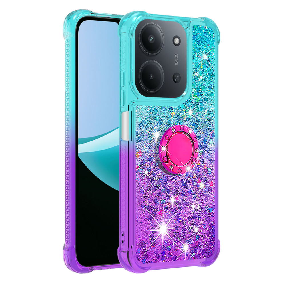 (+Purple) For Xiaomi Redmi 15C 4G (Global) (171Mm) Tpu Case With Kickstand Gradiant Quicksand Shockproof Cover Sky Blue/Purple 6914299056546