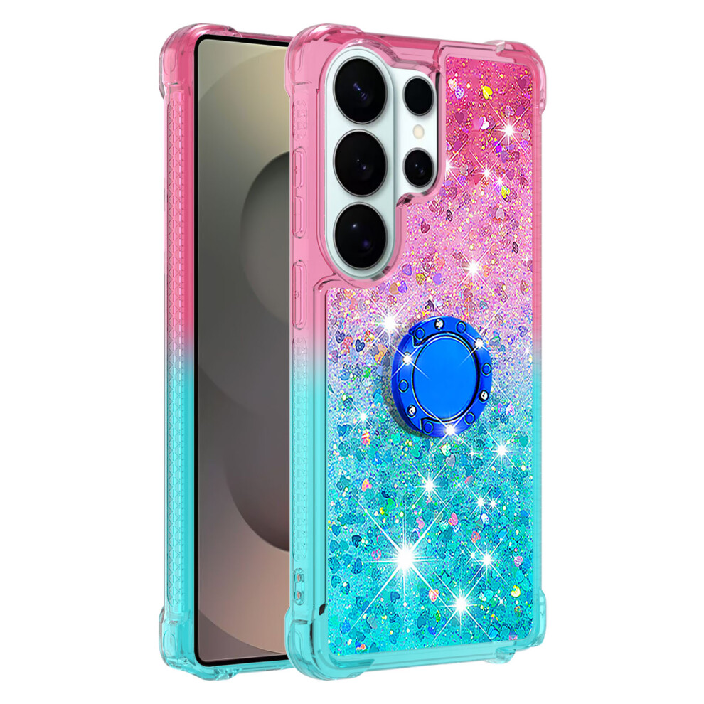 (Pink+Sky ) For Samsung Galaxy S26 Ultra Tpu Case With Kickstand Gradiant Quicksand Shockproof Cover Blue 6914293338525