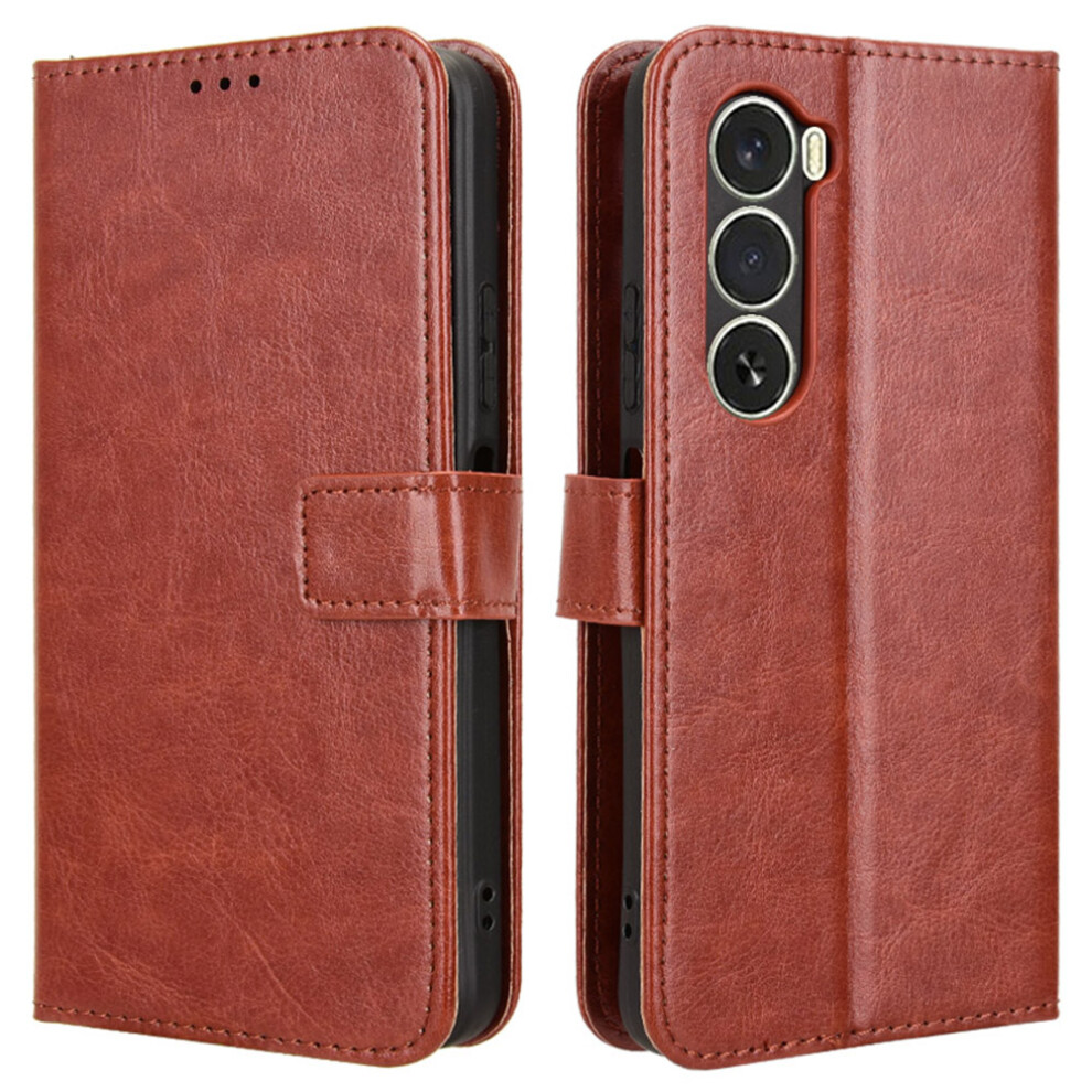 (Brown) For Itel A100 4G Pu Leather Case With Strap Crazy Horse Texture Phone Wallet Cover Brown 6914290384440