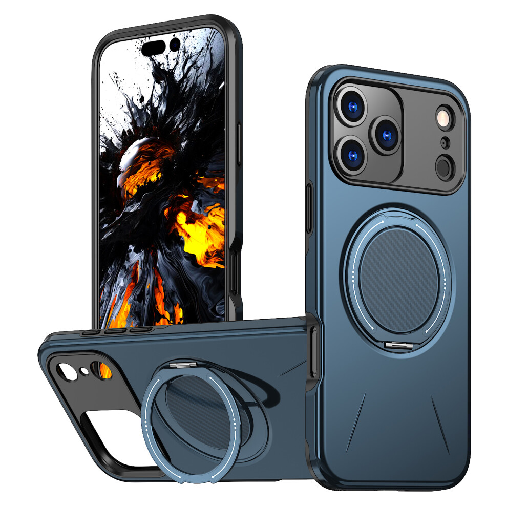(Blue) For Iphone 17 Pro Max Case Compatible With Magsafe Tpu + Pc Back Cover With Rotating Kickstand Blue 6914290723850