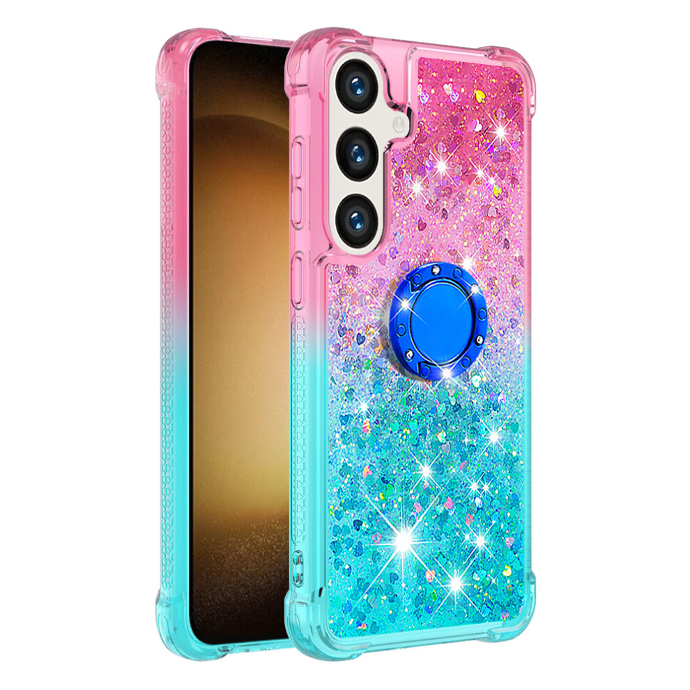 (Pink+Sky ) For Samsung Galaxy S26 Tpu Case With Kickstand Gradiant Quicksand Shockproof Cover Blue 6914294616547