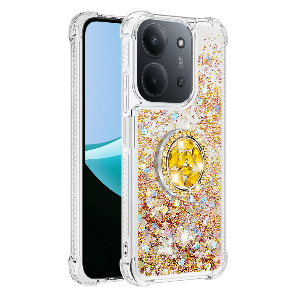 ( / Hearts) For Xiaomi Redmi 15C 4G (Global) (171Mm) Tpu Case With Kickstand Quicksand Shockproof Cover Gold 6914290012121