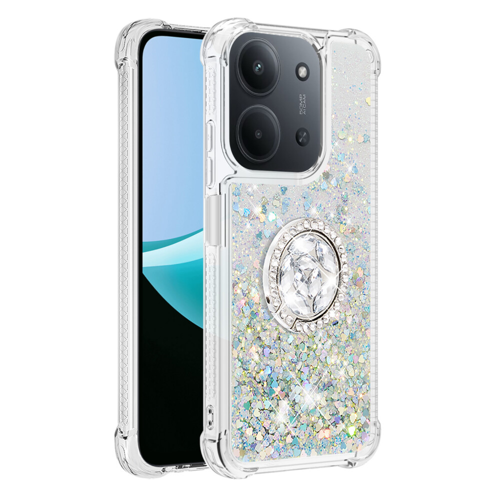 ( / Hearts) For Xiaomi Redmi 15C 4G (Global) (171Mm) Tpu Case With Kickstand Quicksand Shockproof Cover Silver 6914297996851